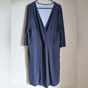 Talbots Navy Blue Polka Dot Dress  with 3/4 Sleeve Size 16W